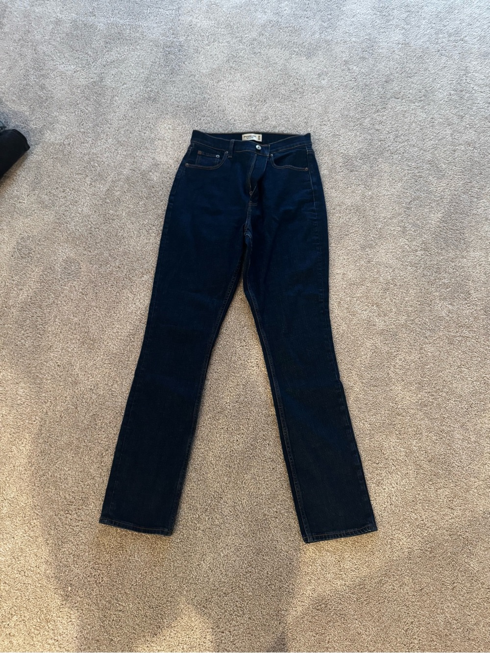 Abercrombie & Fitch Dark Wash Slim Straight Ultra High Rise Jeans 28 long